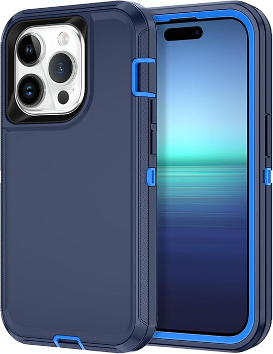 for iPhone 14 Pro Case Shockproof Dust/Drop Proof 3-Layer Full Body Protection [Without Screen Protector] Rugged Heavy Duty Cover Case for Apple iPhone 14 Pro 6.1" 2022,Navy Blue