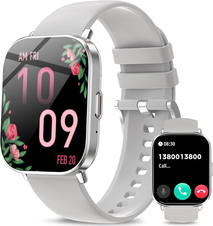 Smart Watches for Men Women(Call Receive/Dial),2.01” Touch Screen Fitness Tracker with Blood Pressure/Heart Rate/Sleep Monitor, 120+Sports Modes, IP68 Waterproof Smartwatch for Android iPhone, Sliver