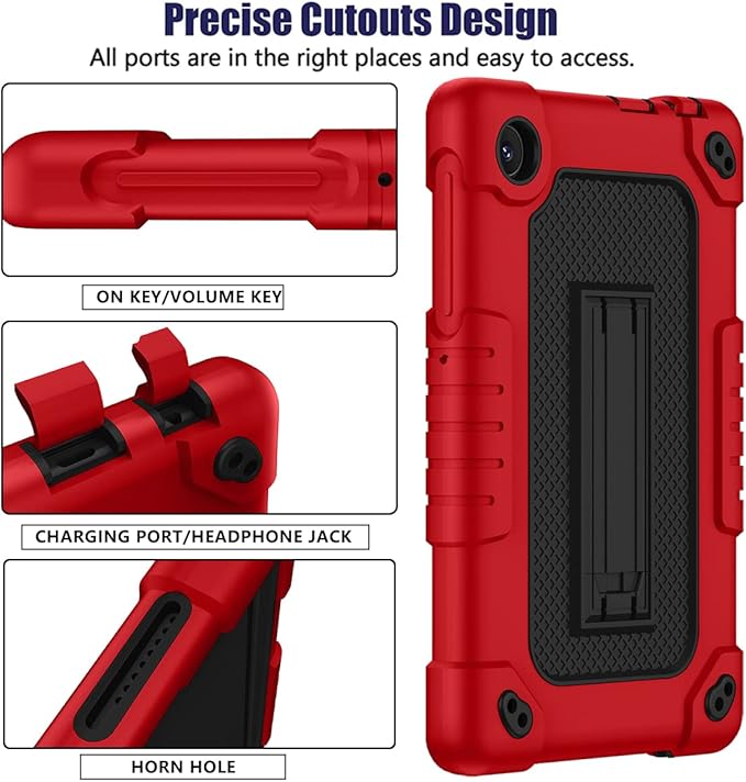 for TCL Tab 8 LE Tablet Case,Shoulder Strap Soft Silicone&Hard Back Shockproof Kids Friendly Case for TCL Tab 8 LE/TCL Tab 8 WiFi/TCL TAB 8V/TCL Tab 8 SE/TCL Tab 8 Plus 8 Inch(Red/Black)