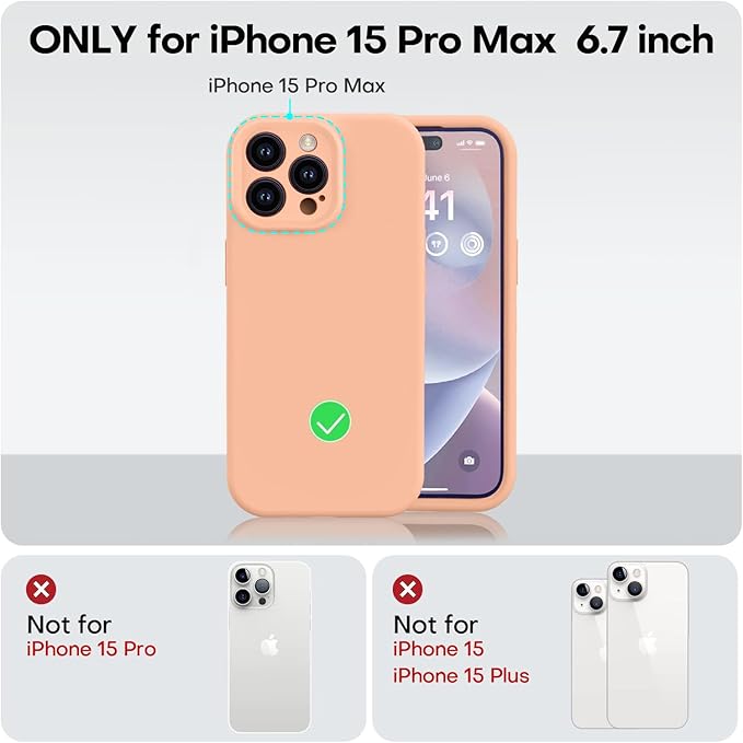 Vooii Compatible with iPhone 15 Pro Max Case, Upgraded Premium Silicone, [Camera Protection] [Soft Anti-Scratch Microfiber Lining] Shockproof Phone Case for iPhone 15 Pro Max 6.7 inch - Cantaloupe