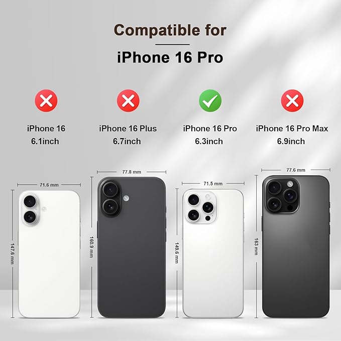 Jasonyu Flip Wallet Case for iPhone 16 Pro,Leather Magnetic Folio Cover with Card Holder,Kickstand - TPU Shockproof Durable Protective Phone Case,Brown