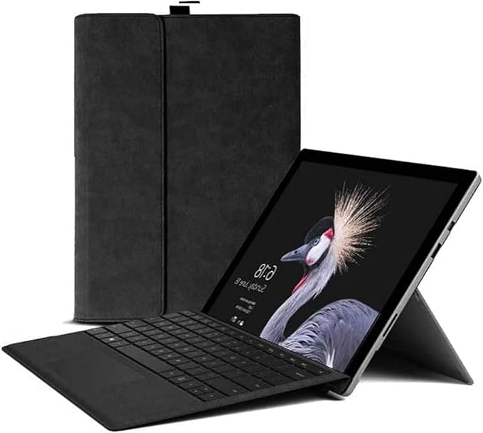Surface Pro 7/6/5/4 Tablet Case, 12.3 Inch, Compatible with Type Cover Keyboard, Business Cover with Pen Holder, Black