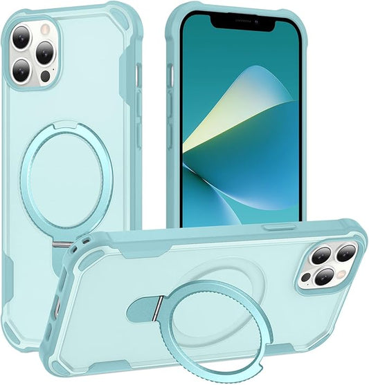 Compatible with iPhone 12 Case & iPhone 12 Pro Case with Invisible Magnetic Ring Stand [Compatible with Magnetic] [Military Drop Protection] Shockproof Hard Back Soft Edge 6.1 Inch, Blue