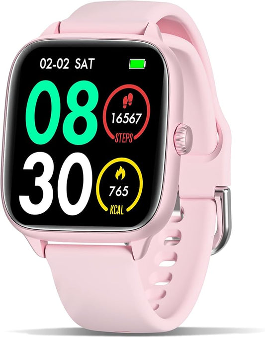 Fitness Tracker Answer/Make Calls, Smart Watch with Blood Pressure, Blood Oxygen, 24/7 Heart Rate Monitor, 120+ Sport Mode Activity Tracker, Waterproof Sleep Tracker for Women Men (Pink)