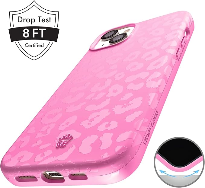 VELVET CAVIAR Case for iPhone 15 Plus | Compatible with MagSafe | 10ft Drop Tested | Protective Designer Cases| Hot Pink Leopard