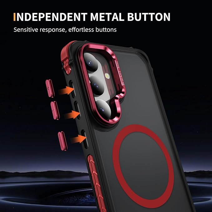 Magnetic for Samsung Galaxy S25 Case/S24 Case Red Fit for MagSafe Military-Grade Shockproof Protection Adjustable Kickstand Slim Matte Anti-Fingerprint Cover Men Women