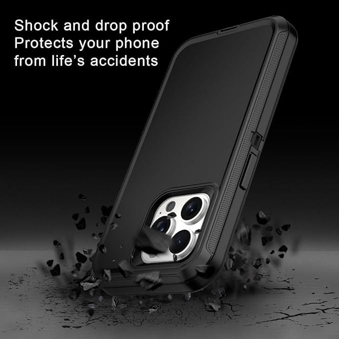 for iPhone 15 Pro Case Shockproof Dust/Drop Proof 3-Layer Full Body Protection [Without Screen Protector] Rugged Heavy Duty Cover Case for Apple iPhone 15 Pro 6.1" 2023,Black