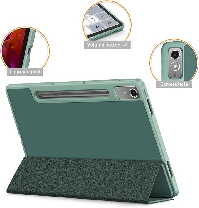 Case for Lenovo Tab P12 12.7 Inch 2023 Tablet, Smart Soft TPU Back Shell Cover with Auto Wake/Sleep Function,Green