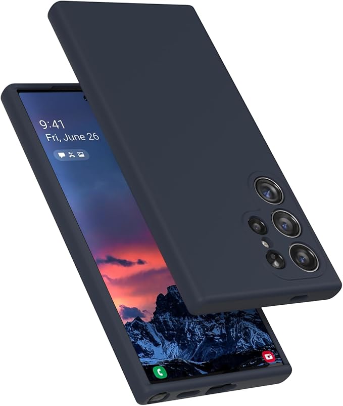 E Segoi Designed for Galaxy S24 Ultra Case, Liquid Silicone Gel Rubber Shockproof Case Soft Microfiber Cloth Lining Cushion Compatible with Galaxy S24 Ultra 5G 6.8 inch (Midnight, S24 Ultra - 6.8")