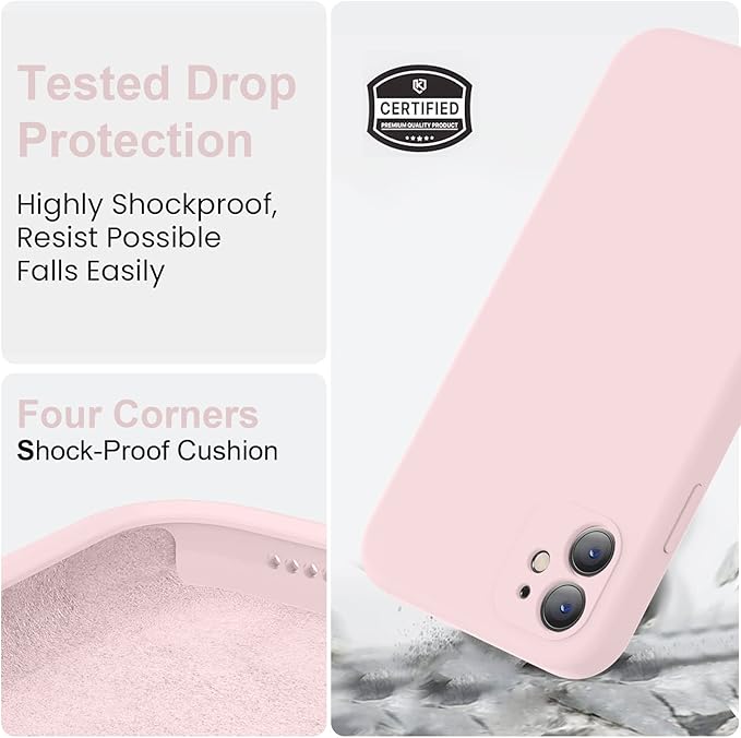 Vooii Compatible with iPhone 11 Case, Upgraded Liquid Silicone with [Flat Edges] [Camera Protection] [Soft Anti-Scratch Microfiber Lining] Phone Case for iPhone 11 6.1 inch - Chalk Pink