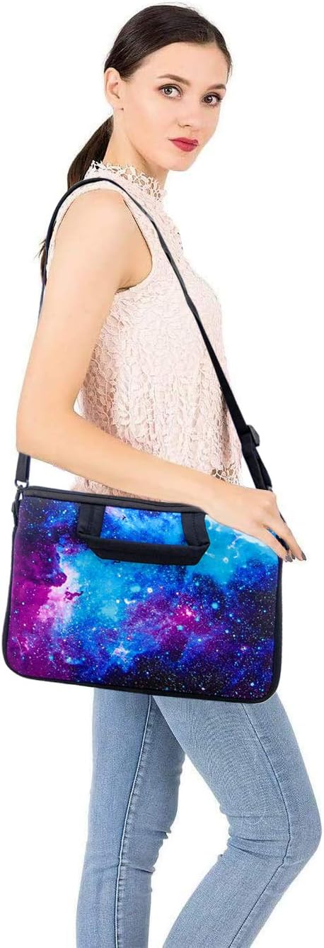 RICHEN 11 11.6 12 12.5 13 inches Case Laptop/Chromebook/Ultrabook/PC Messenger Bag Tablet Travel Case Neoprene Handle Sleeve with Shoulder (11-13.3 inch, Galaxy)