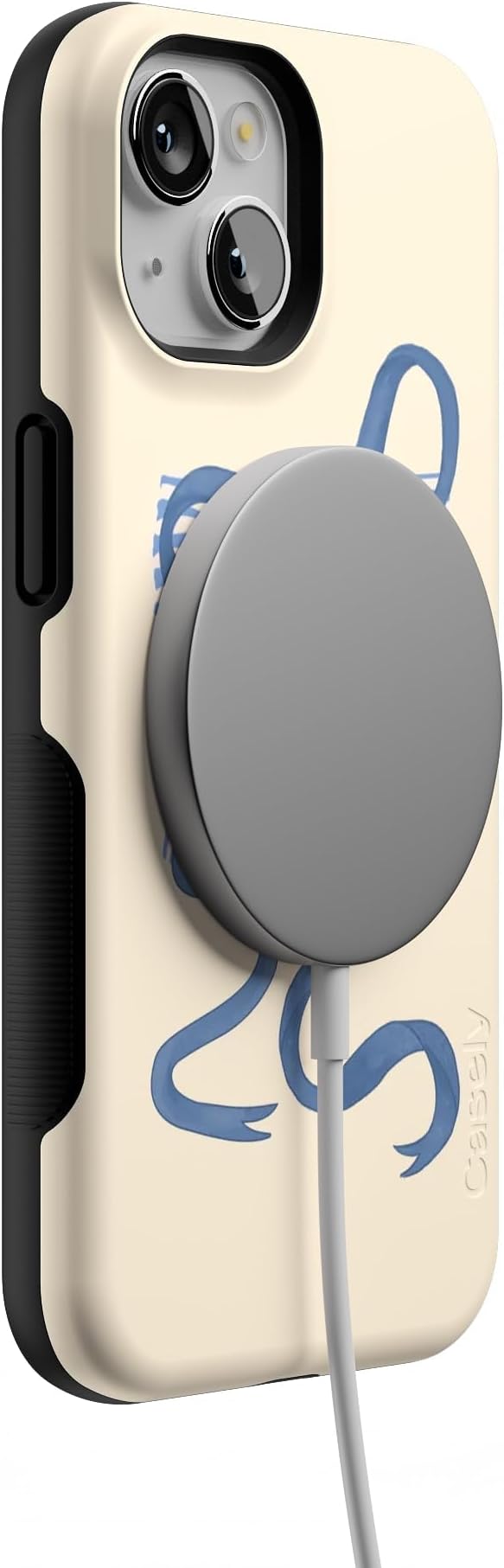 Casely iPhone 14 Case | Heartstrings | Blue Bow | Compatible with MagSafe | Bold Protective Design