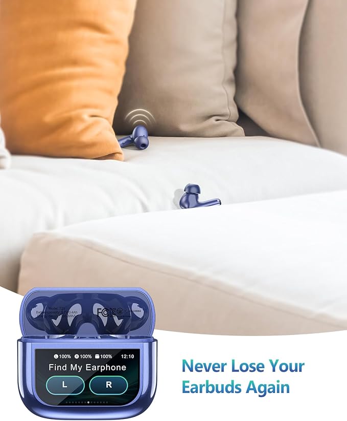 Wireless Earbuds Bluetooth Headphones, Ear Buds with Touch Screen, ANC ENC Noise Cancelling Transparency Mode, 40H Stereo Deep Bass, IPX7 Waterproof, Clear Calls, 5 EQ for iOS Android (Dark Blue)