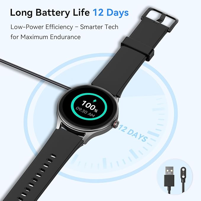 Fitpolo Smart Watches for Men/Women (2 Bands), 40mm Round Smartwatch Fitness Tracker with Bluetooth Calls (Make/Answer), Heart Rate/SpO2/Sleep Monitor, 7 Days Battery, IP68 Waterproof - Black