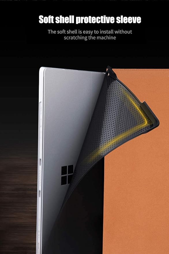 for Microsoft Surface Go 1/2/3 10 inch and Go 4 10.5 inch Case 2018/2020/2021/2023 Genuine Leather Cover Protective Shell Compatible with Type Cover Keyboard and Pencil Holder.Brown