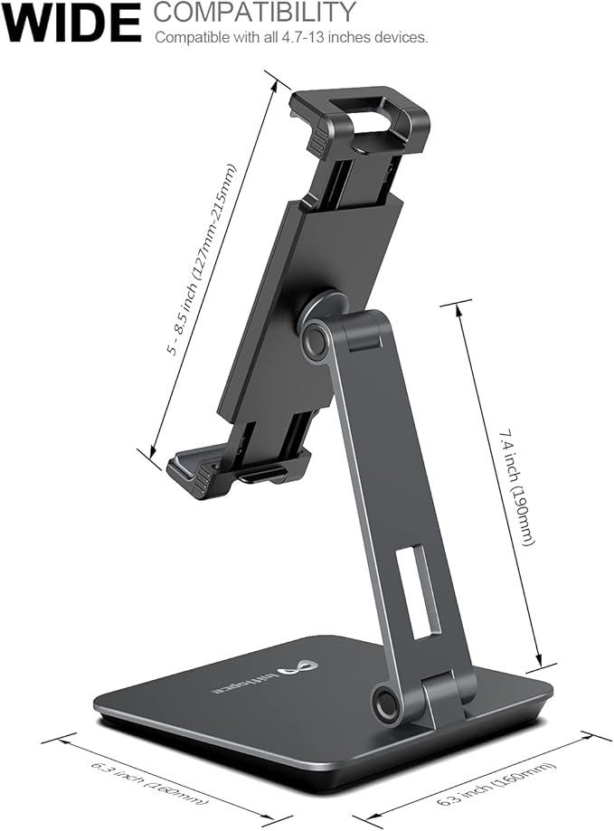 Surface Pro Stand - Heavy Duty Aluminum Alloy Tablet Stand for 4.7''-13'' Screens, iPad Pro 12.9/11, Samsung Galaxy Tabs and More (Dark Grey)
