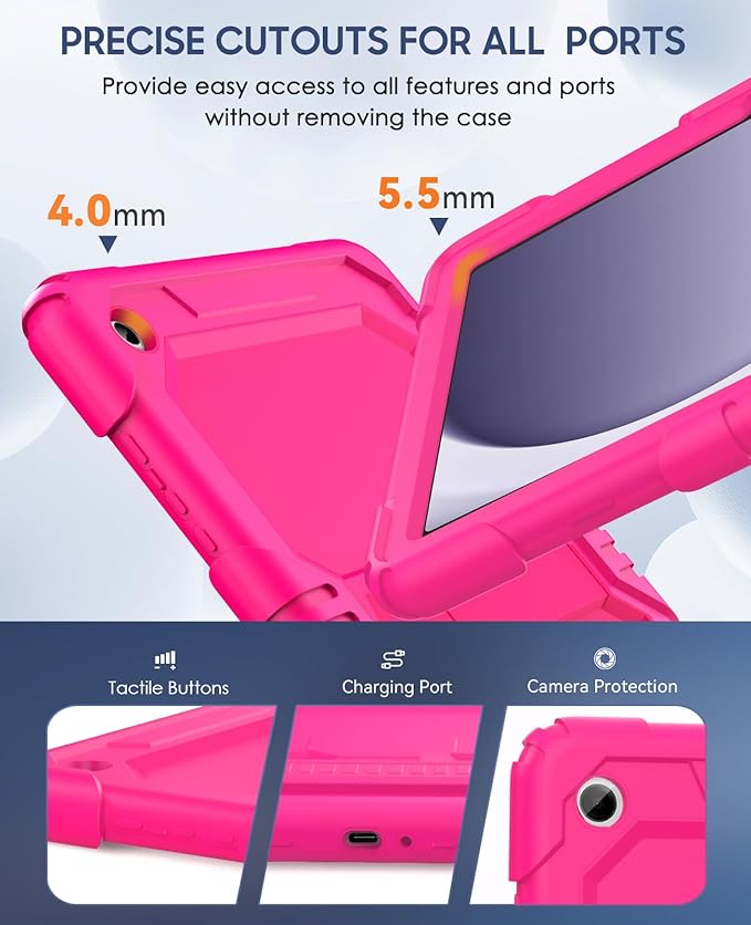 OKP Case for New Samsung Galaxy Tab A9+/ A9 Plus 11 Inch 2023 (SM-X210/X216/X218), Heavy Duty Shockproof Rugged 11" Galaxy A9+ Tablet Protective Cover with Kickstand for Kids Boys Girls, Hot Pink