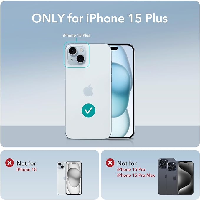 ESR for iPhone 15 Plus Case, MagSafe Silicone Case with Stand, Military-Grade Protection, Built-in Camera Stash Stand, Magnetic Phone Case for iPhone 15 Plus, Cloud Series, Black