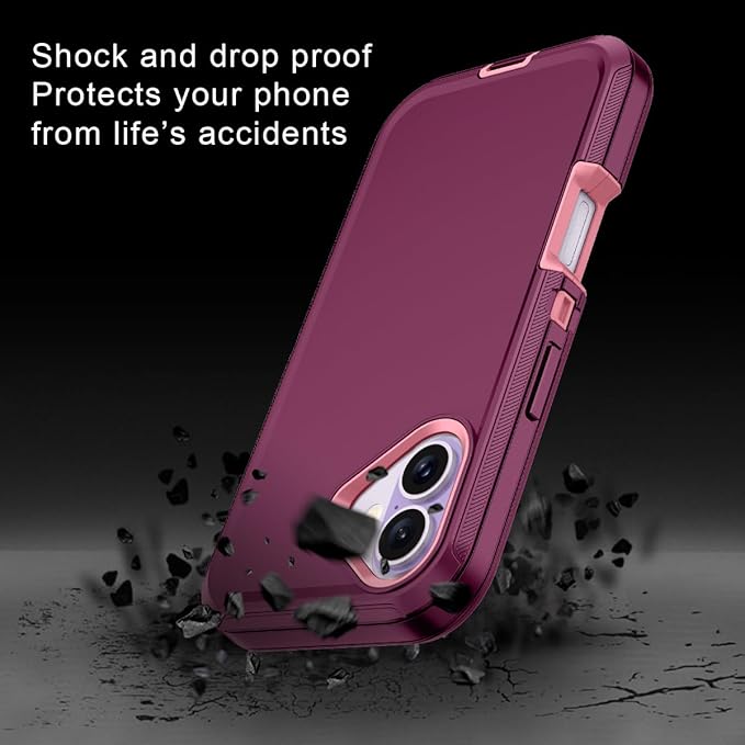 for iPhone 17 Case Shockproof Dust/Drop Proof 3-Layer Full Body Protection [Without Screen Protector] Rugged Heavy Duty Cover Case for Apple iPhone 17 6.3" 2025,Purple/Pink