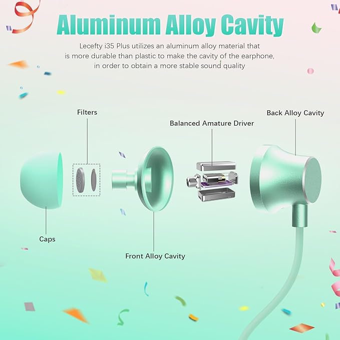 Neckband Bluetooth Headphones, 200H Extra Long Playtime Wireless Stereo Neckband Earbuds with Microphone, Waterproof Balanced Armature Drivers in Ear Headset for Sports/Workout (Pink Green)