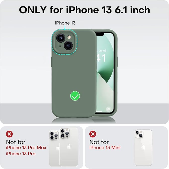 Vooii Compatible with iPhone 13 Case, Liquid Silicone Upgrade [Camera Protection] [Soft Anti-Scratch Microfiber Lining] Shockproof Phone Case for iPhone 13 6.1 inch - Cypress