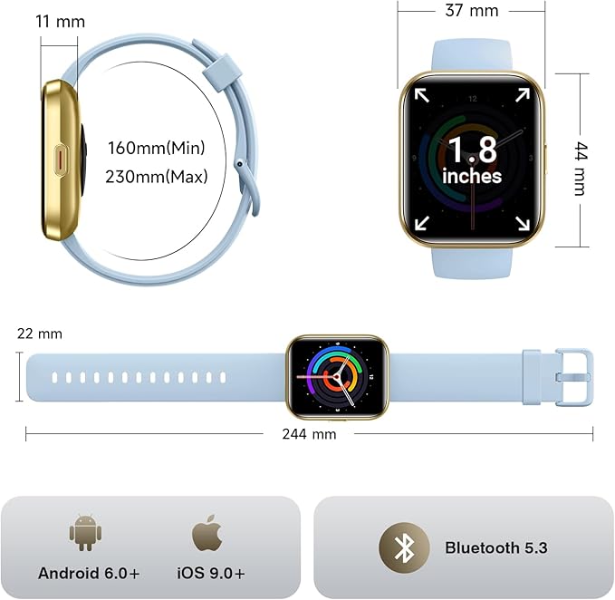 Smart Watches for Women Men, 1.85" AMOLED Screen Smartwatch Compatible iPhone Android Phone (Answer/Make Call), 24/7 SpO2 Sleep Heart Rate Monitor,3ATM Waterproof, Fitness Tracker Watch 120+ Sport