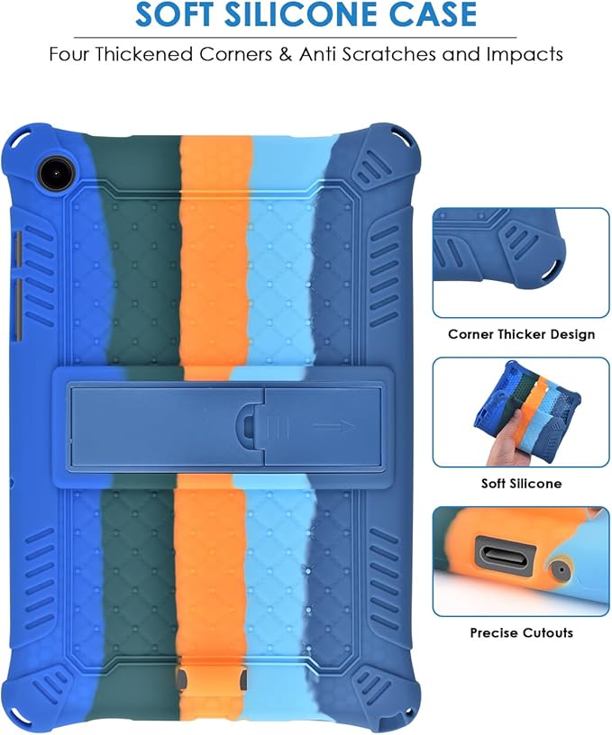 DETUOSI Compatible with Samsung Galaxy Tab A9 Plus Case 11 inch 2023, with Shoulder Strap & Stylus Pen, Soft Silicone Multi-Angle Case for Galaxy Tab A9+ Tablet SM-X210/X216/X218, Dazzling Dark Blue