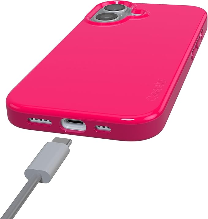 Casely iPhone 17 Case | Think Pink | Solid Neon Pink | Compatible with MagSafe | Classic Ultra Slim Design