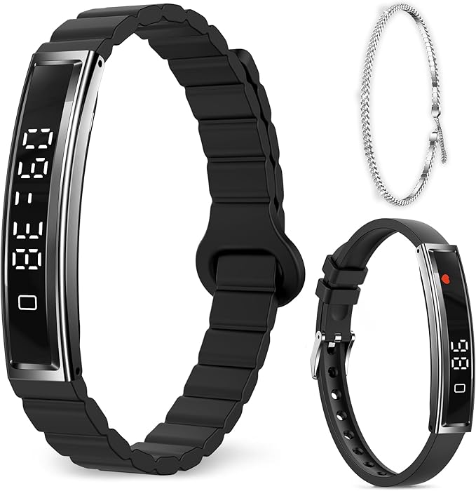 Efolen Smart Bracelet for Women,Ultralight Fitness Tracker Smart Wristband with Heart Rate/Blood Oxygen/Sleep Monitor/Pedometer,Slim Smartwatch for Android iPhone,Activity Tracker,2 Band,2 Band,Black