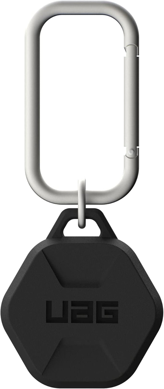 URBAN ARMOR GEAR UAG Compatible with AirTag Case Scout Rugged Anti-Scratch Lightweight Silicone Protective Cover Holder with Carabiner Attachment for Keys, Pets, Backpacks - Black