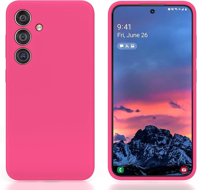 E Segoi Designed for Galaxy S24+Plus Case, Liquid Silicone Gel Rubber Shockproof Case Soft Microfiber Cloth Lining Cushion Compatible with Galaxy S24 Plus 5G 6.7 inch (Hot Pink, S24 Plus - 6.7")