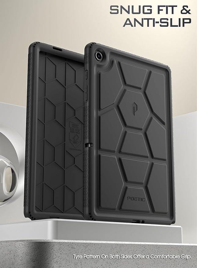 Poetic TurtleSkin Case Designed for Samsung Galaxy Tab A9 Plus + 11 Inch 2023, Heavy Duty Shockproof Rugged Kids Friendly Drop Protection Silicone Cover Case, Black