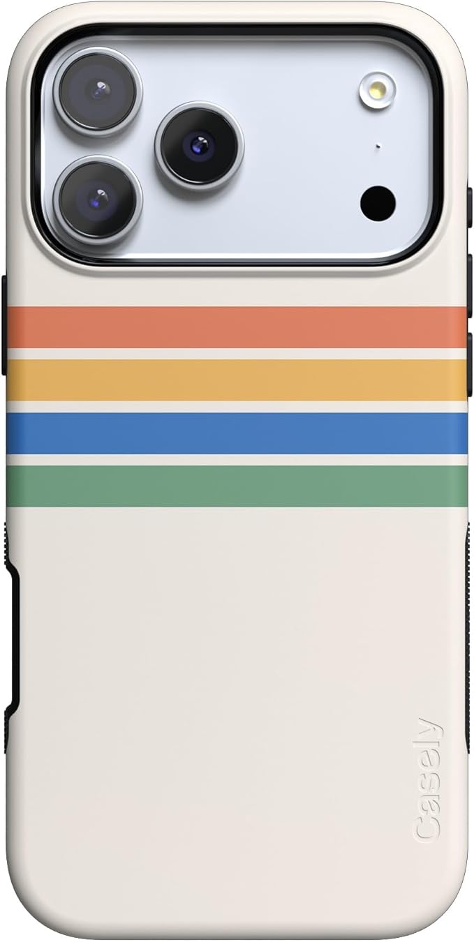 Casely iPhone 17 Pro Case | Totally Groovy | Rainbow Stripes Color Block | Compatible with MagSafe | Bold Protective Design