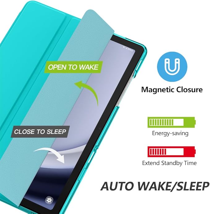 MoKo Case for Galaxy Tab A9+/A9 Plus 11 inch 2023, Slim Stand Protective Smart Cover with Hard PC Translucent Back Shell for Tab A9 Plus Tablet (SM-X210/X216/X218), Auto Wake/Sleep, Pagoda Blue