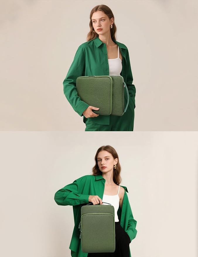 HYZUO 13 Inch Laptop Bag Sleeve for MacBook Air 13 M4 M3 M2 M1 2025-2018, MacBook Pro 13 M2 M1 2025-2016, 13" iPad Pro/Air, Surface Pro, XPS 13, Protective Case for 12"-13" Tablet, Grass Green