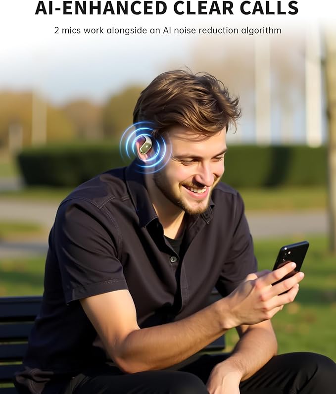 Open-Ear Headphones, Over Ear Earbuds with Ear Hooks, True Wireless Bluetooth Earphones with Microphone, Touch Control, Clear Calls, 60H Playtime, IPX7 Waterproof for Running and Workouts