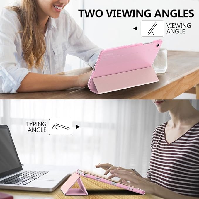 MoKo Case for Galaxy Tab A9 Plus 11 inch 2023, Slim Stand Protective Smart Cover with Hard PC Translucent Back Shell for Tab A9 Plus Tablet (SM-X210/X216/X218), Auto Wake/Sleep, Flowers Pink