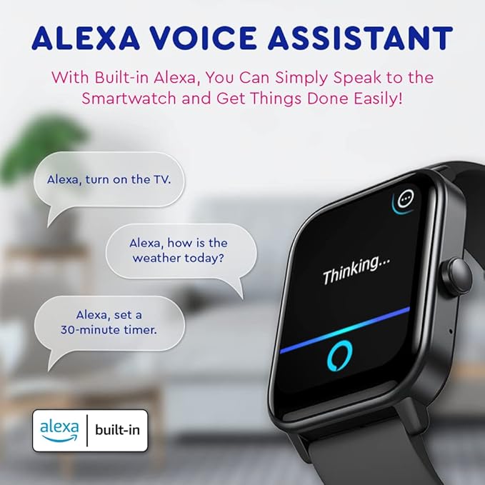 OCTANDRA Ignite VeryFit 1.8" Alexa Built-in Bluetooth Answer Call Smart Watch HR Heart Rate Blood Oxygen Saturation Sleep Monitor Step Counter Fitness Tracker Watches for Men Women (IDW01 BT) (Black)