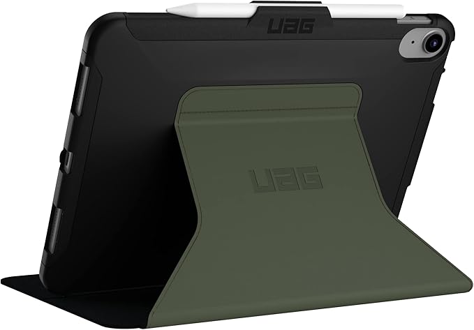 URBAN ARMOR GEAR UAG Designed for iPad 11" A16 11th Gen 2025, 10.9" 10th Gen 2022 Case A3354 A3355 A2696 - Rugged Slim Protective Folio Cover with Pencil Holder, Scout Folio Black/Olive