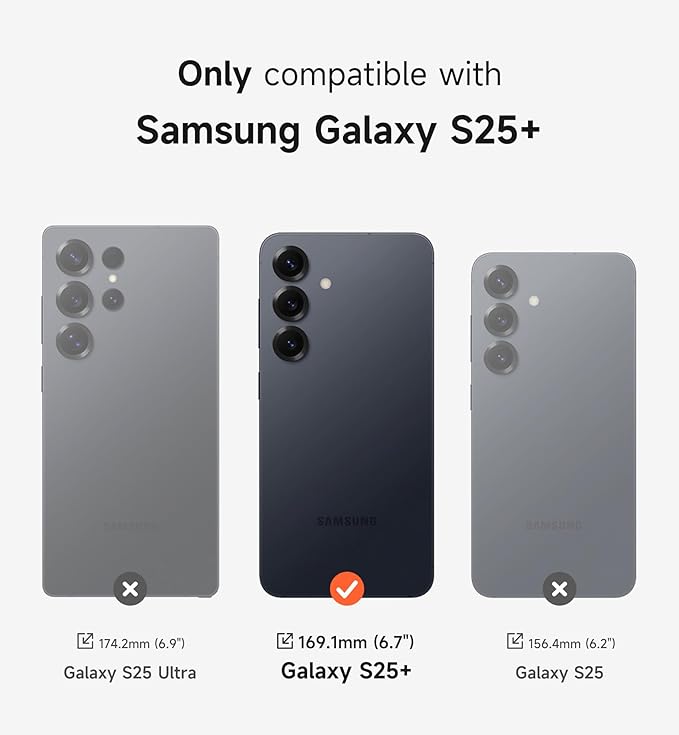 SURITCH for Samsung Galaxy S25+ Plus Phone Case, Magnetic Shockproof Protective Cover with Camera Cover & Adjustable Metal Kickstand for Galaxy S25+ Plus(2025)-Black