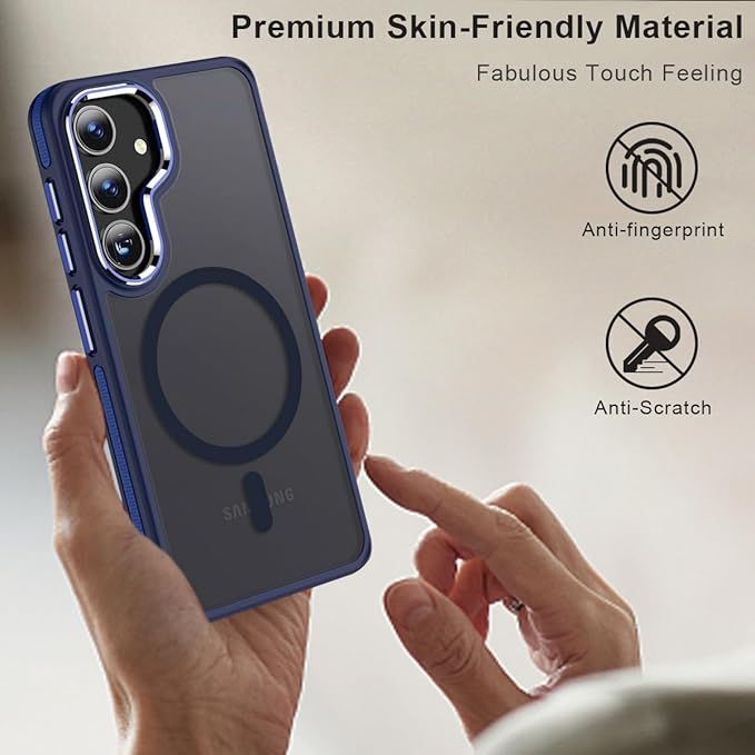 Magnetic Case for Samsung Galaxy S24+ Plus 5G, Color Match Cover [Compatible with Magsafe] [Military Drop Protection] Anti-Slip Soft TPU Edge Phone Case for Galaxy S24 Plus (Darkblue)