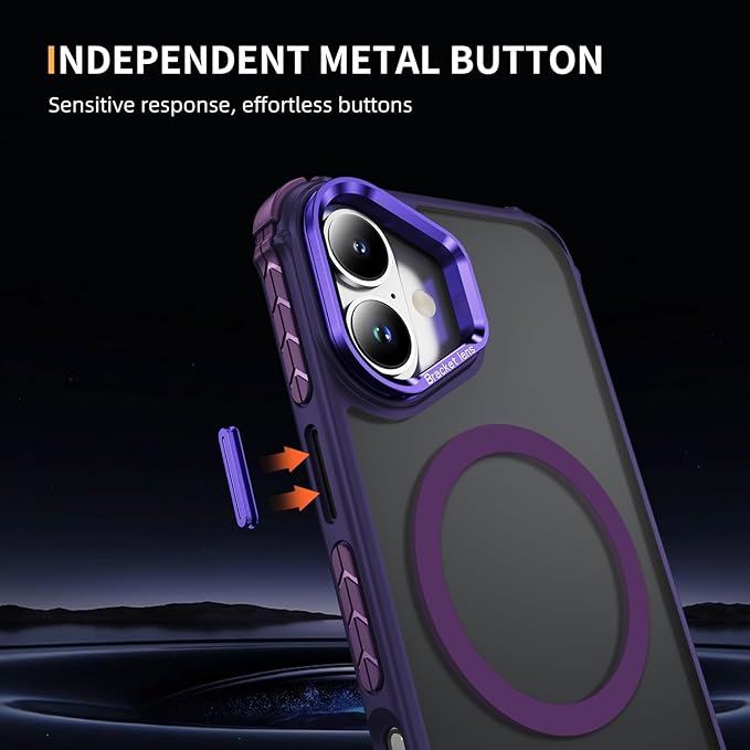 16 Case Magnetic for iPhone 16, with Stand，Heavy Duty Drop Protection Case, for iPhone 16 Case Purple