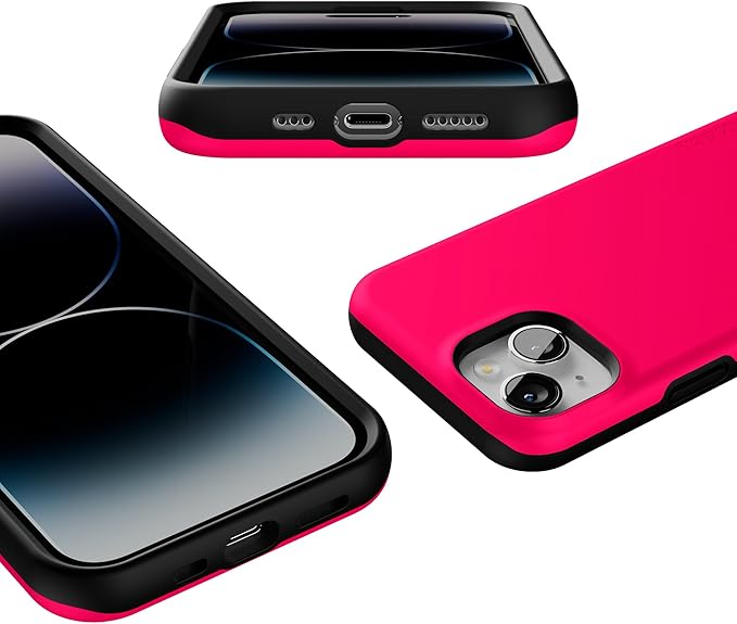 Casely iPhone 14 Case | Think Pink | Solid Neon Pink | Compatible with MagSafe | Bold Protective Design