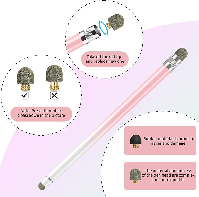 Replacement Fiber Mesh Tips for Stylus Pens - 10 Pieces Stylus Tips, Stylus Pen Tips, Fine Tip Stylus Replacement Tips, Touch Screen Tips