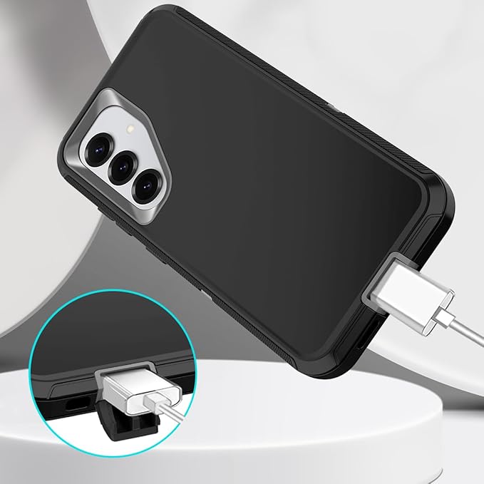 for Samsung Galaxy S25 Plus Case Heavy Duty Protective Shockproof Dropproof 3-Layer Full Body Protection [Without Screen Protector] Tough Rugged Case for Galaxy S25 Plus,Black/Grey