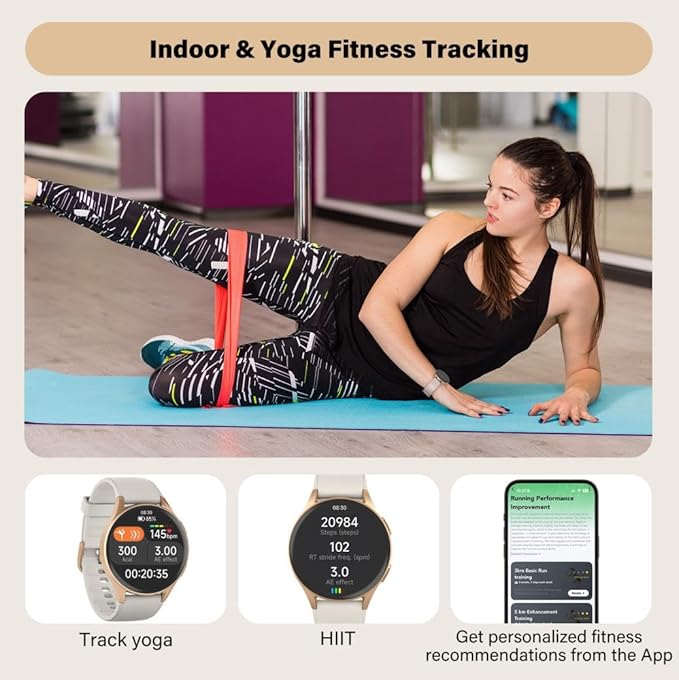 Smart Watch for Women, Built-in Alexa, GPS, HRV, VO2 Max, Blood Oxygen, Sleep & Stress Monitor, Compass, Altimeter, 1.32" AMOLED, Fitness & Women’s Health, iOS Compatible