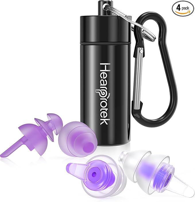 Hearprotek Sleeping Ear Plugs, 2 Pairs Ear Plugs (32db & 30db) Ultra Soft Noise Reduction and Hearing Protection earplugs for Side Sleepers, snoring, Travel, Working, Safety (Purple)