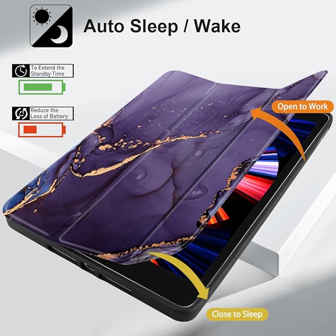 DONGKE Case Compatible with iPad 10.2 Inch 2021 2020 2019 iPad 9th/8th/7th Generation with Pencil Holder, Slim Stand Protective Case with Soft TPU Back, Auto Sleep/Wake Cover, Abstract Marble