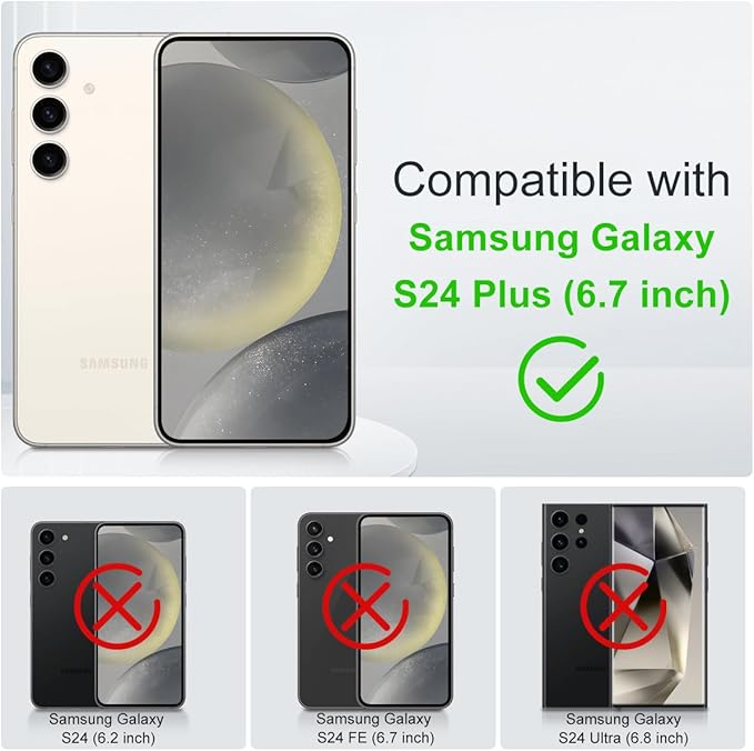 for Samsung Galaxy S24 Plus Case with [Invisible Stand], Compatible with MagSafe, Strong Magnetic & Kickstand, Drop Protection Slim Matte Phone Case for Galaxy S24+ (Black/Red)