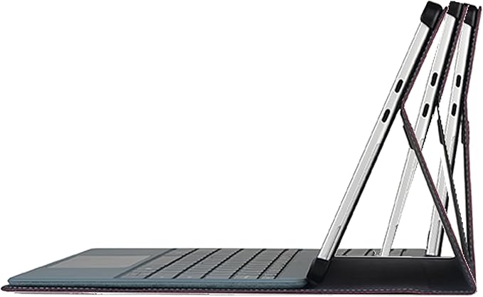 Tablet Case for 2025 New Microsoft Surface Pro 1st Edition 12-inch, PU Leather & Hard Shell Laptop Protective Cover with Multi-Angle Built-in Kickstand & Pen Holder (Black)